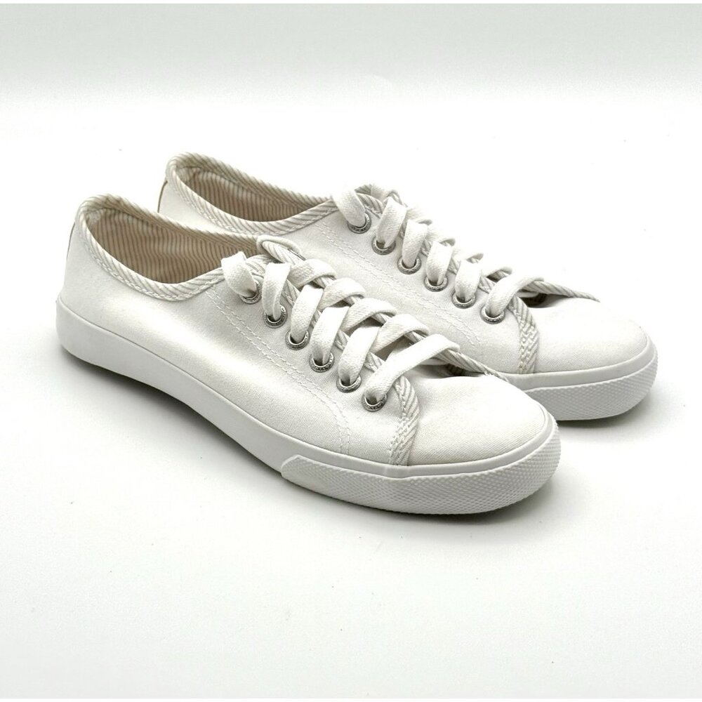 Margaritaville Womens Sz 7.5 White Canvas Lace Up Sneaker Shoes